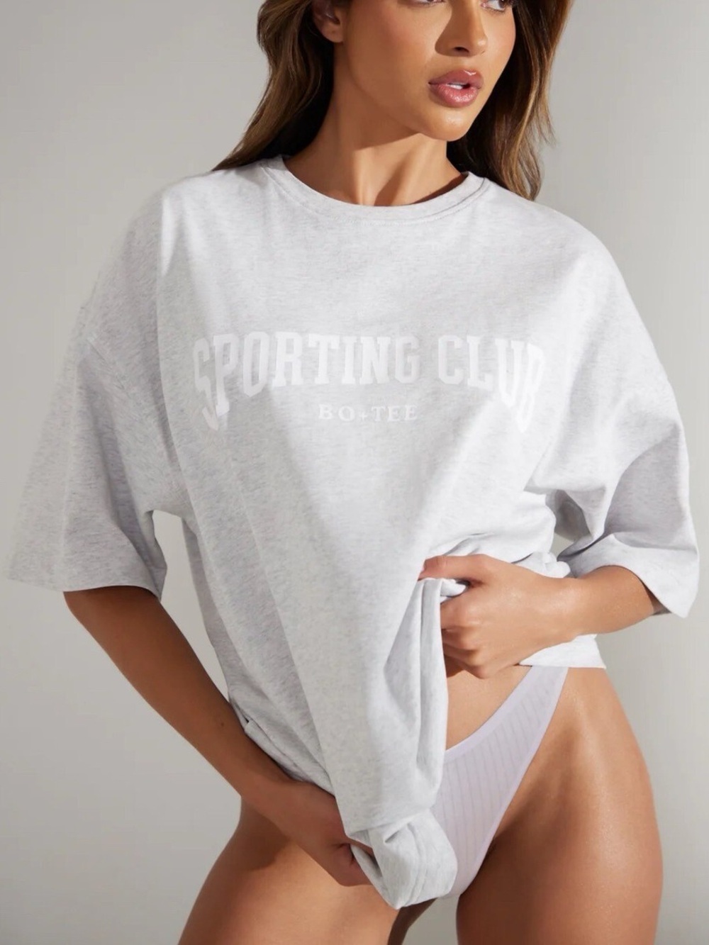 Oh Polly Light Grey 'Sporting Club' Short Sleeve Tee